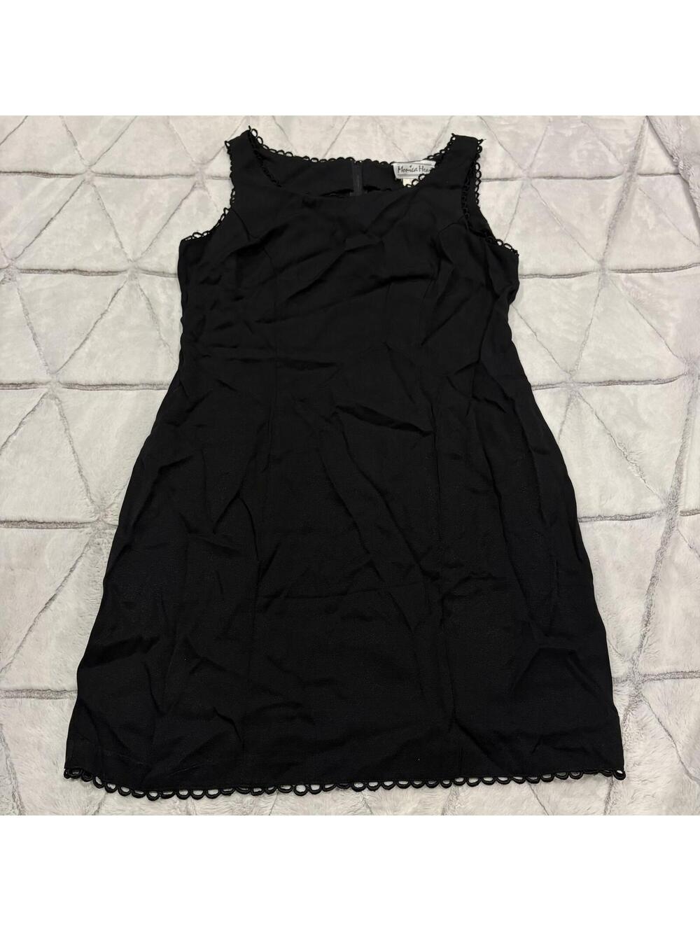 Monica Heart Vintage Black Sleeveless Dress Women Size 12 Crepe Fabric Elegant